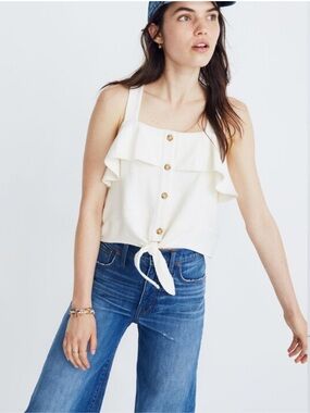 Madewell Texture & Thread Ruffle Tie-Front Tank